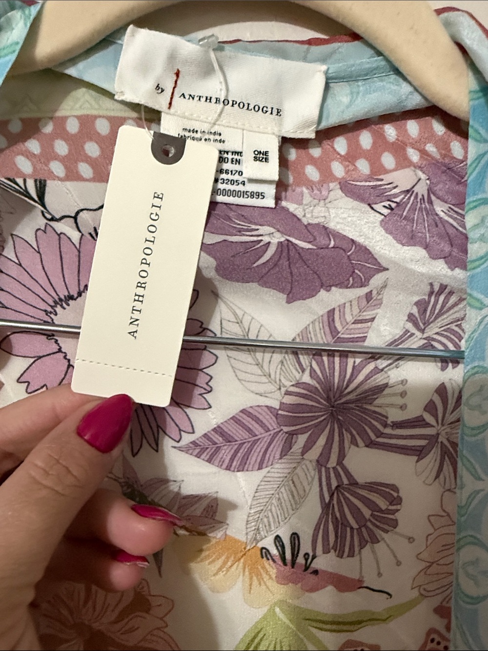 Anthropologie Floral Duster with Lavender and Sky Blue Accents - Picture 3 of 7